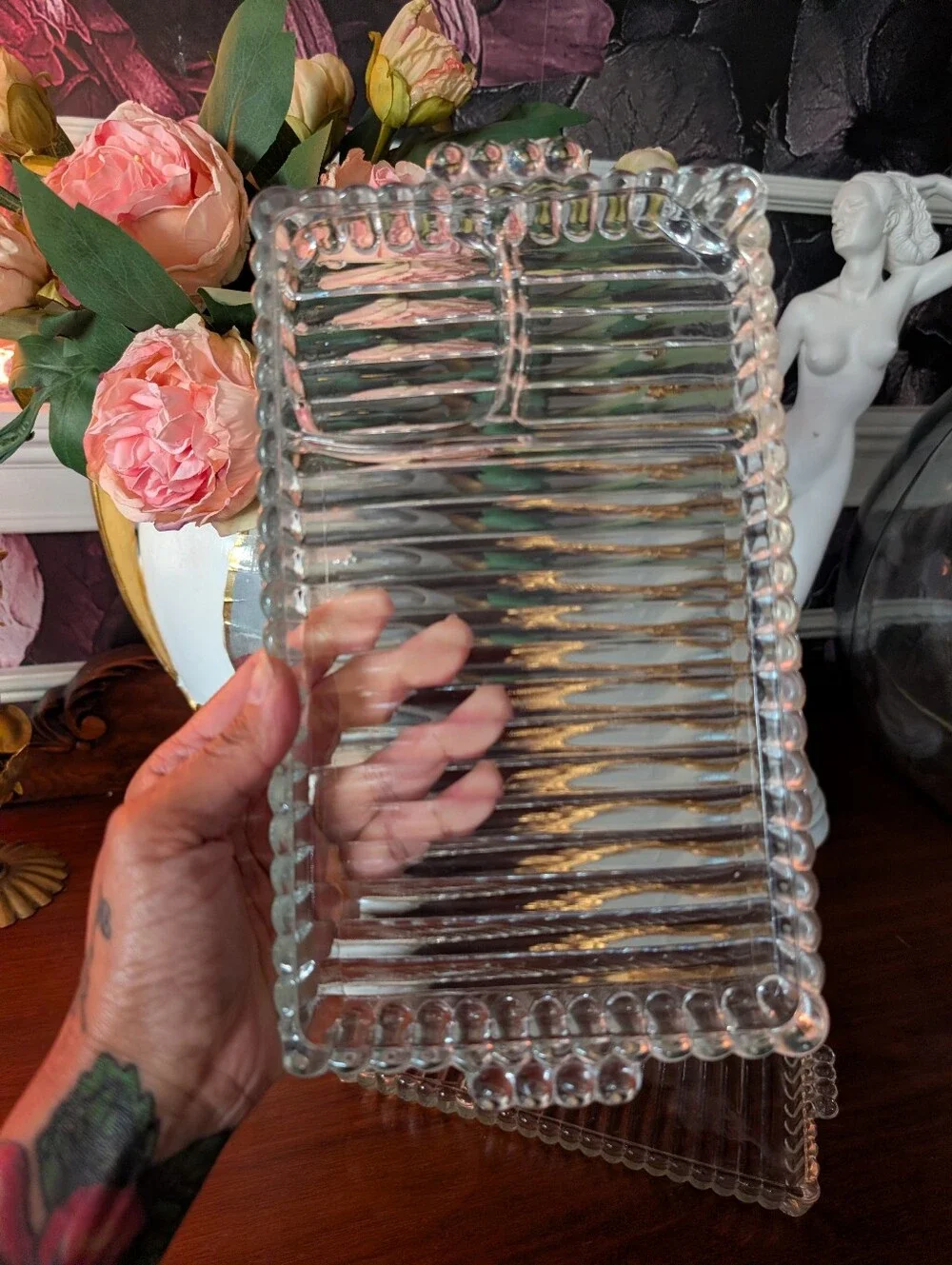 Vintage, set of 2, 1950s Hazel Glass Atlas Snack Sip Serving Tray, 11